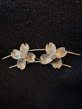 RARE!! Vtg. Stuart Nye Sterling Silver Double Dogwood Brooch